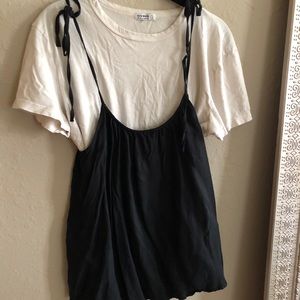 Black mini skirt with shoulder ties